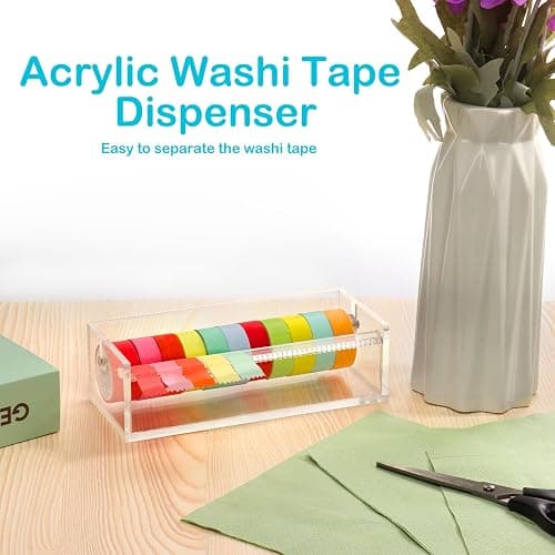 SMAODSGN Acrylic Washi Tape Dispenser Tape Holder Organizer 7 in Sticker Roll Cutter Masking Tape Holder Washi Tape Organizer Cutter Clear Tape Dispenser for Office Home School (Not Include Tape) thumbnail 7