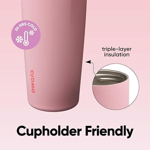 Owala FreeSip Sway Insulated Stainless Steel Water Bottle with Two-Way Spout, Built-In Straw and Bucket Handle, Made for Travel, School, and Sports, 30oz, BPA Free, Leak Proof, Angel Food Cake thumbnail 6