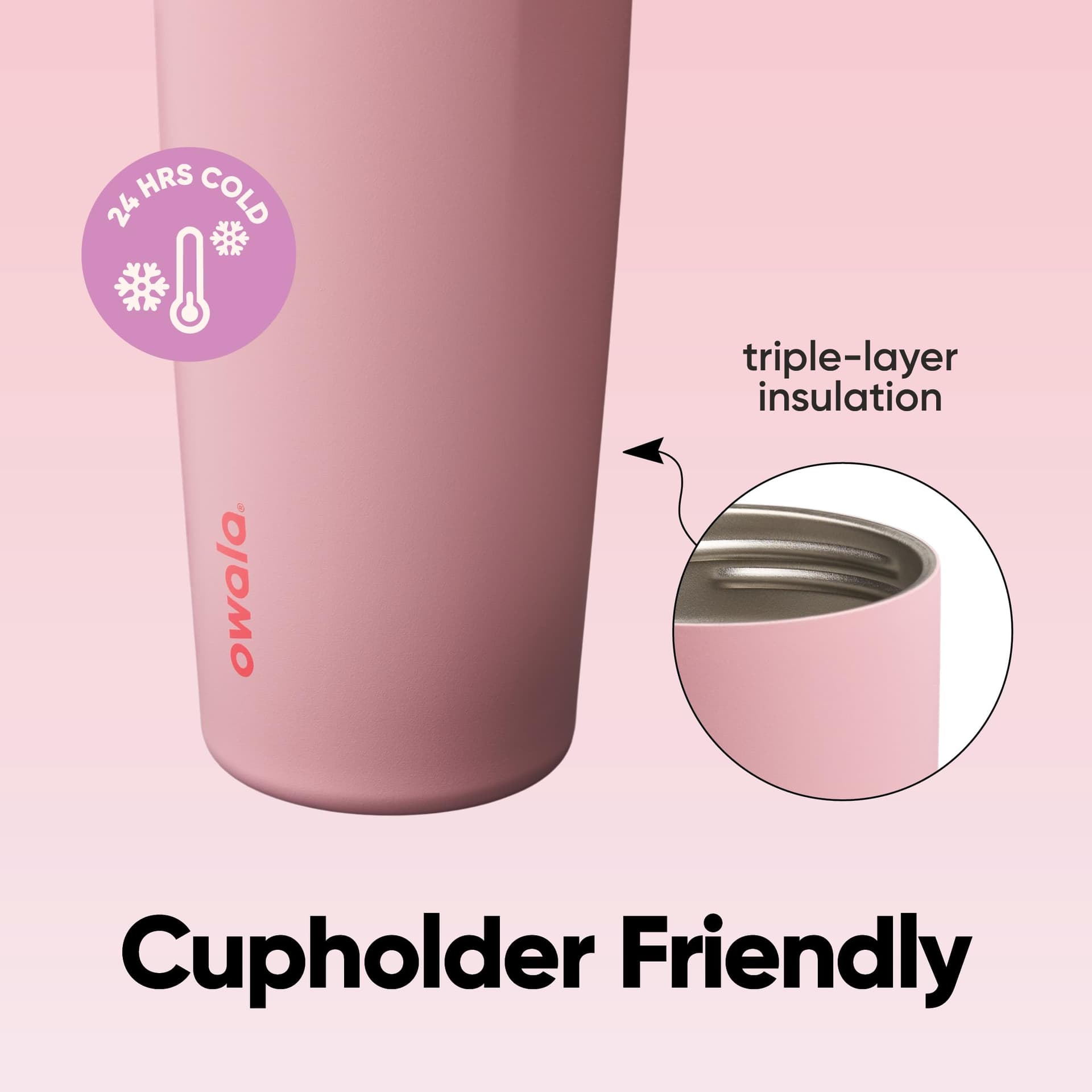 Owala FreeSip Sway Botella de agua aislada de acero inoxidable con boquilla bidireccional, popote integrado y asa tipo cubo, 30 oz, libre de BPA, a prueba de fugas, Pastel De Ángel Rosa thumbnail 4