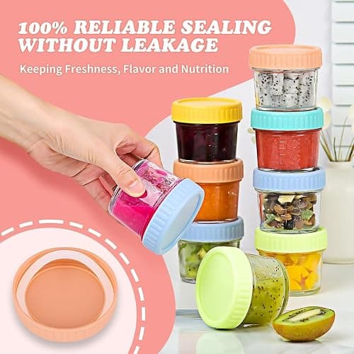 20 Pack Glass Baby Food Containers, 4 Oz Glass Baby Food Storage Jars with Airtight Lids, Reusable Leak-Proof Baby Food Jars, Freezer Microwave Dishwasher Safe thumbnail 4