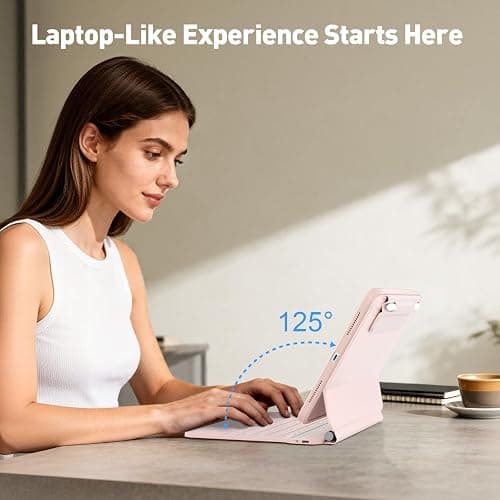 ZYNTHRALIX for iPad 11th (A16, 2025)/10th Generation Case with Keyboard, Portrait/Landscape, 11-Color Backlit & Multi-Touch Trackpad, Detachable Case & Stain-Resistant Leather, Pencil Buckle,Baby Pink thumbnail 9