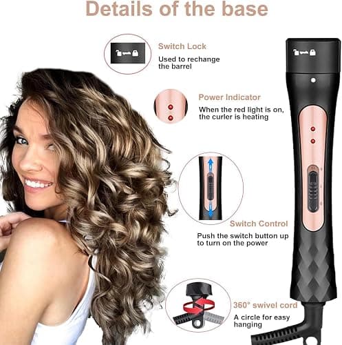 JAETON 4 in 1 Curling Wand Set, Curling Iron Set(0.35”-1.25”) with 2 Temp | Hair Curler Set with 4 Interchangeable Ceramic Barrels, Dual Voltage, 180°C/230°C thumbnail 3