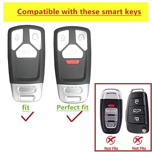 QIXIUBIA for Audi Key Fob Cover Keyless Remote Smart Key Fob Shell with Keychain Fit for Audi A4 Q7 Q5 TT A3 A6 SQ5 R8 S5 Smart Key (Black) thumbnail 2