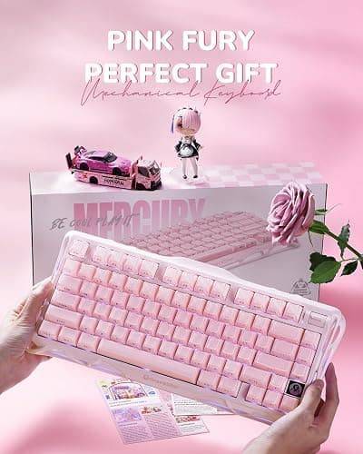 GravaStar Mercury K1 75% Pink Wireless Keyboard, Aluminum Alloy Exoskeleton Design Mechanical Gaming Keyboard, Gasket Hot-Swap Socket, Linear Switches, RGB Backlit thumbnail 8