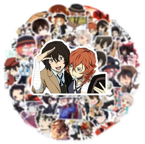 50Pcs Bungo Stray Dogs Stickers,Popular Classic Anime Stickers Waterproof Vinyl Decals for Bumper Cars Computer Scrapbook Guitar Luggage Skateboard Cute Aesthetic Manga Gifts (DG) thumbnail 6