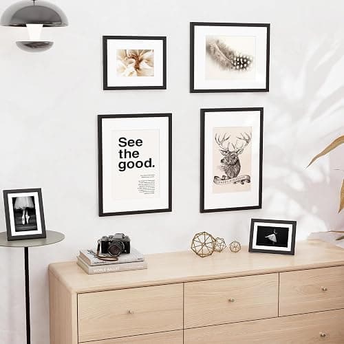 Venusmiles 16x24 inch Picture Frame, 16x24 Photo Frames with 12x18 Removable Mat - High Definition Plexiglass - Vertical and Horizontal Display - Wall Hanging Poster Frame - Black, 3 Pack thumbnail 2