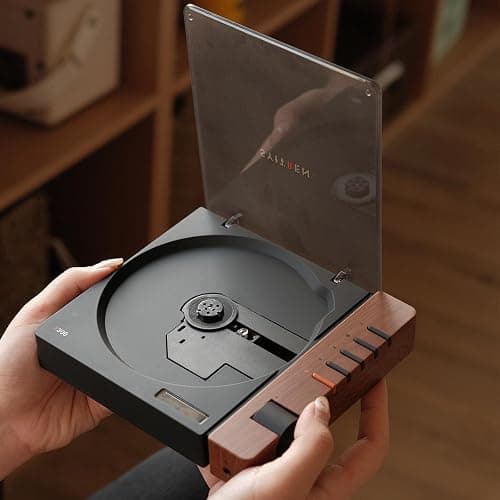 syitren R300 CD Player Portable Bluetooth Desktop Retro CD Players for Home,Without Speakers, Rechargeble Battery Small Compact Vintage CD Player,SPDIF Out,Brown thumbnail 2