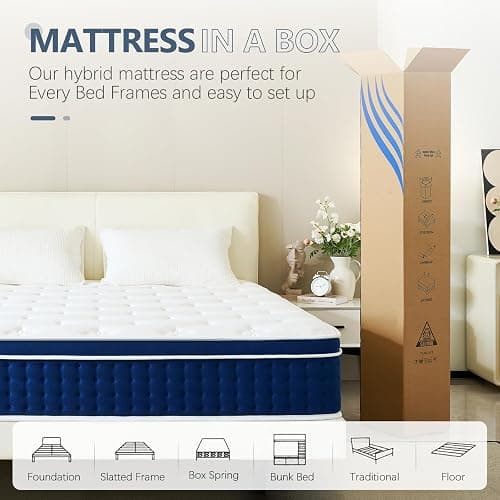 Bednew King Size Mattresses 30cm, 12 Inch Innerspring Medium Firm Mattress King Size 5FT with Pocket Spring and Breathable Foam For Cool Comfort Sleep, Hybrid Mattress (150x200x30cm) - 30 cm - King (150x200x30cm) thumbnail 6