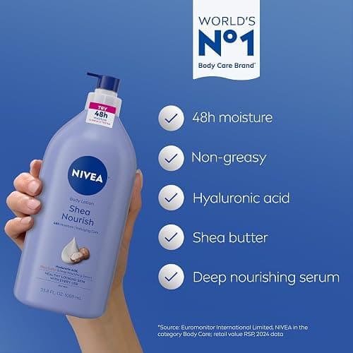 NIVEA Shea Nourish Body Lotion with Shea Butter & Hyaluronic Acid, 33.8 Oz thumbnail 3