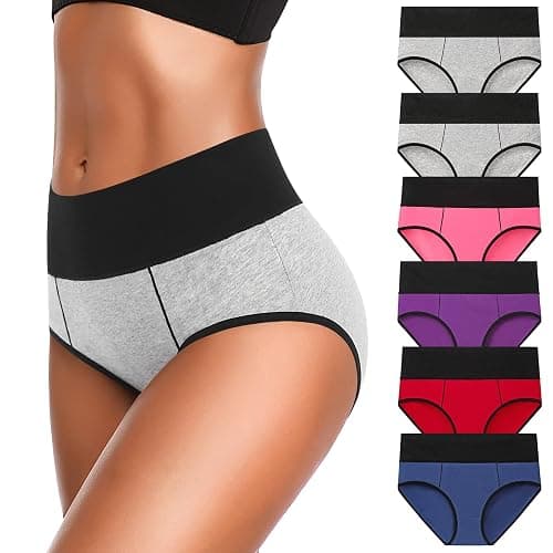 Eiggam Underwear for Women Cotton High Waist Panties Full Coverage Briefs Soft Strech Ladies Breathable Panties-Multi Pack - Image 1