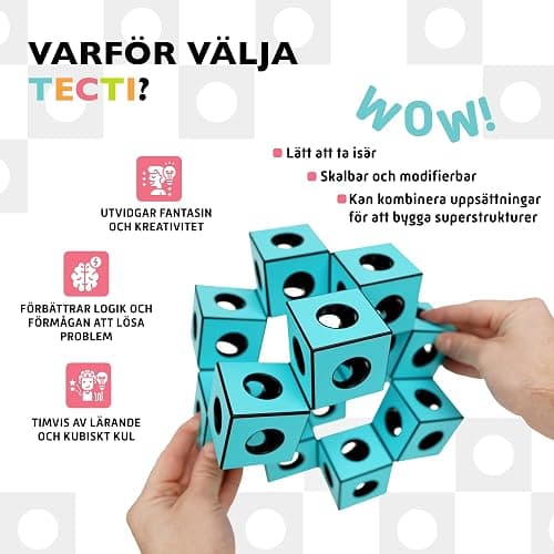 TECTI Kinetic Building System - Cubes with Seismic Moves - Consists of 3-Dimensional Interconnected Cubes - Build Over 50 Dynamic Structures - by Fun in Motion Toys thumbnail 3