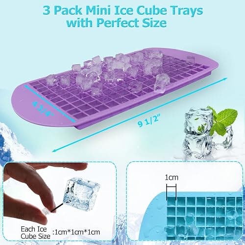 Silicone Mini Ice Cube Trays 2 Pack, 160 Small Ice Cube Molds Easy Release Crushed Ice Cube for Chilling Whiskey Cocktail, BPA Free Flexible Stackable and Durable Soft Mold Storage Containers thumbnail 2