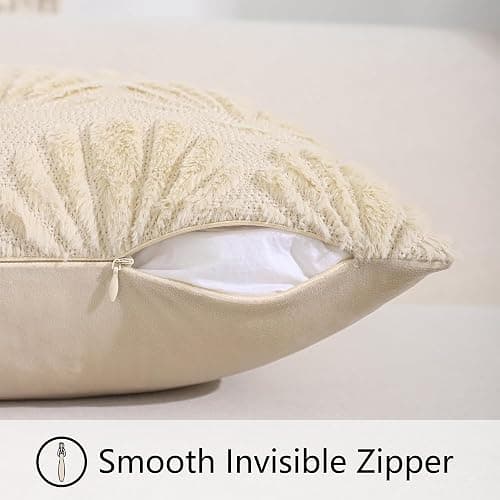 Tosleo Sea Pillow Covers 18x18 inch Set of 2 Farmhouse Decor Beige Shell Throw Pillow Cover Soft Plush Faux Fur Jacquard Pillow Case Ocean Themed Cushion Covers for Summer Sofa Home Decor thumbnail 4