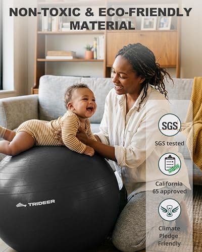 Trideer Yoga Ball for Exercise, Daily Stretching, Pilates, Core & Balance Training, Stability Ball for Pregnancy & Birthing Prep, Physical Therapy, Office Chair for Active Sitting, Quick Pump Included thumbnail 5