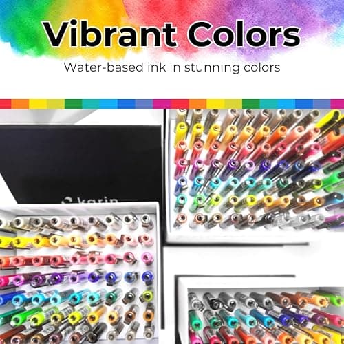 Karin Brushmarker Pro 63pc Mega Box Brush Tip Markers Set, Blendable, Water-Based, Professional Grade Brush Markers for Adults and Artists, 60 Colors and 3 Blenders in Exclusive Storage Case thumbnail 4