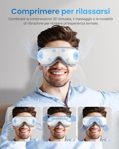 RENPHO Eyeris 1 - Massaggiatore per gli occhi con riscaldamento, Maschera occhi con musica Bluetooth per l'emicrania, Relax e affaticamento occhi, Massaggiatore riscaldato per occhi e viso thumbnail 4