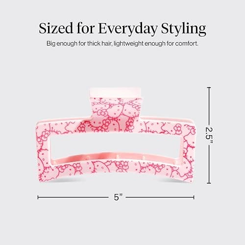 Kitsch Hello Kitty Recycled Plastic Jumbo Claw Clip, Extra Large claw Clips for Thick Hair, Big Hair Clips for Thin Hair | Ideal Gifts for Women (1 Piece, Pink Kitty Faces) thumbnail 4