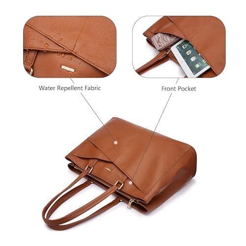 LOVEVOOK Laptop Tote Bag for Women,15.6 Inch Waterproof Computer Bags Women Business Office Work Bag Briefcase, Brown thumbnail 4