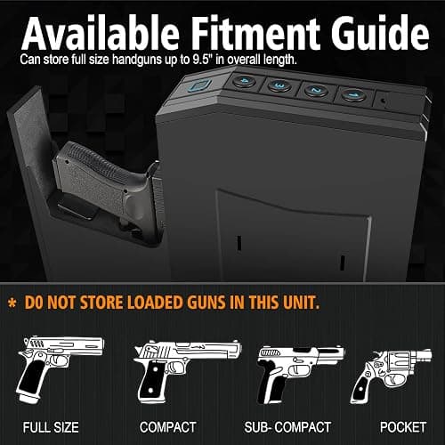 Hidden Gun Safe for Pistols, Biometric Fingerprint Smart Slider Handgun Safe for Nightstand, Desk, Bedside, Wall,Truck -Auto Sliding Door- Fingerprint, PIN Code, KEY Access (Black-Biometric) thumbnail 4