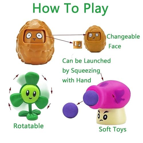 JHESAO 7 PCS Plants and Zombies Toys Action Figures PVZ Toys Set 1 2 Series Great Gifts for Kids and Fans,Birthday and Christmas Party thumbnail 5