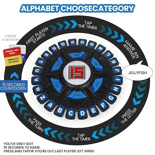 VIVIYCFISH Family Word Games for Kids and Adults,Alphabet Chess Board Game with 15 Seconds Display Timer and 36 Category Card,Fun Fast-paced Game, Word Learning Toy thumbnail 4
