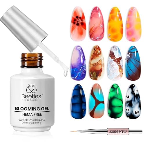 Beetles Blooming Gel Nail Polish HEMA Free, Blossom Gel Polish 1 Pcs 20ml with Nail Brush for Spreading Effect Marble Natural Stone Watercolor Floral Soak off U v DIY Nails Gifts for Women - Image 1