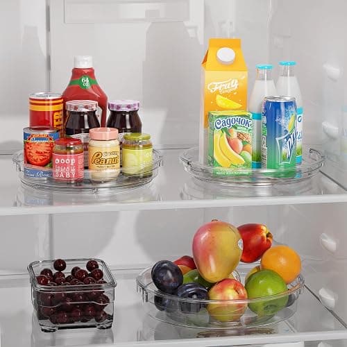 LAMU 3 Pack Lazy Susan Organizer Turntable for Cabinet, Rotating Condiment Organizer for Kitchen Pantry Organizers and Storage, Table Top, Fridge, Countertop, Spice Organization, 9.25'' 10.6'' 12'' thumbnail 2