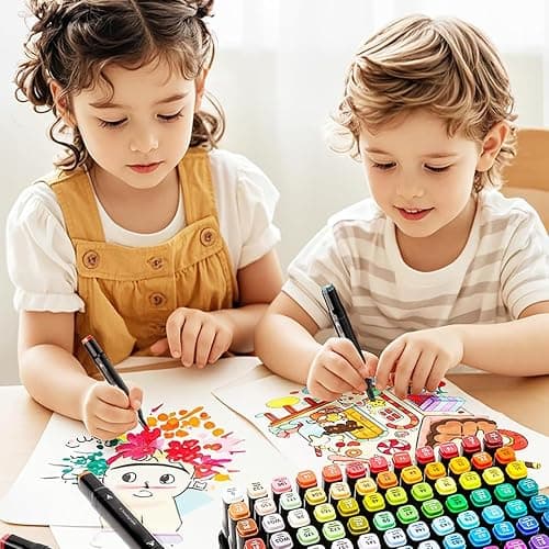 CREATSPARK Alcohol Markers 80 Colors with Base Dual Tip Art Drawing Markers | for Anime Sketch Illustrations - Refillable thumbnail 2