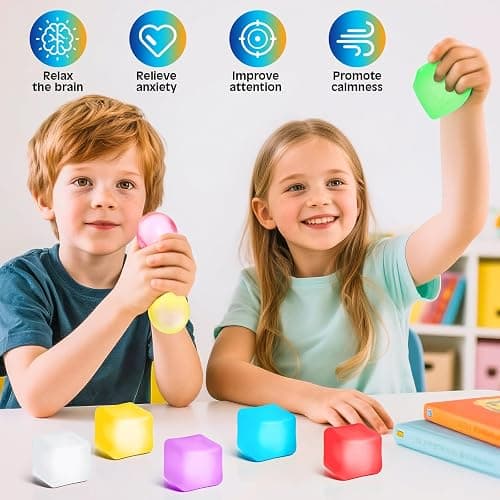 VISCOO 8 Pack Stress Cube, Slow Rising Ice Cube Squishy, Stress Balls for Adults Kids Party Favors/ Classroom Prizes, Sensory Fidget Toy for Anxiety Relief thumbnail 4