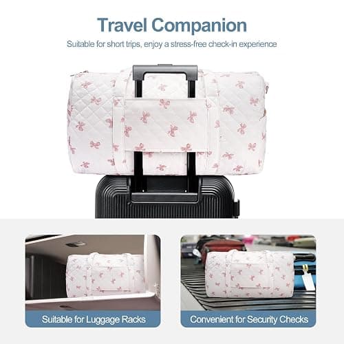 Gym Bag for Women, Cute Duffle Bag, Quilted Duffle Bag for Travel, Floral Duffle Bags, Weekend Bag with Zipper Pocket Dance Bag Organizer thumbnail 5