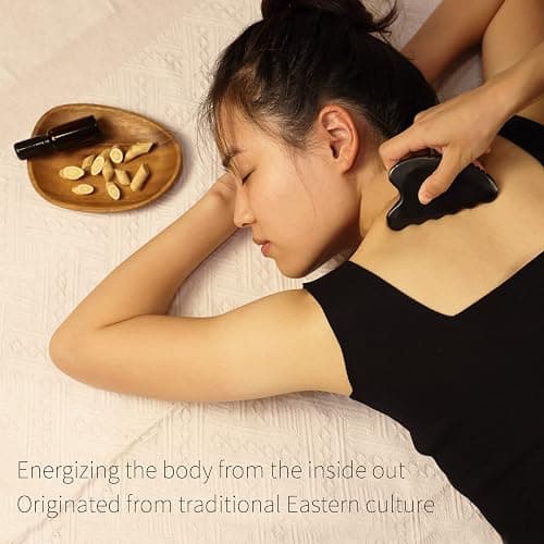 tophld Gua Sha Facial Tools, Natural Bian Stone Gua Sha Jade Massage Tool, Body Gua Sha Stone with Comb, Large GuaSha Set for Traditional Acupuncture Therapy(Wave-Edge) thumbnail 5