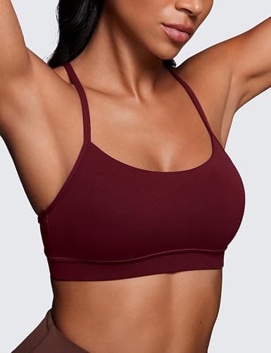 CRZ YOGA Butterluxe Y Back Sports Bras for Women - Padded Racerback Low Impact Spaghetti Thin Strap Workout Yoga Top thumbnail 2