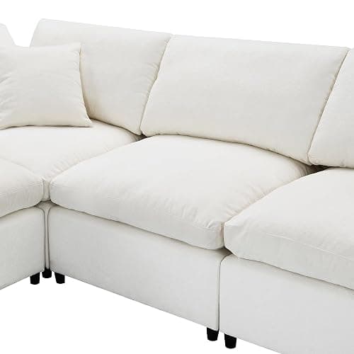 Oversized U-Shaped Modular Sectional Sofa Full Foam Cushions Deep Seat Reversible Chaises Cloud Couch Living Room Convertible Sleeper Chenille Upholstered Sofabed with Movable Ottomans thumbnail 12