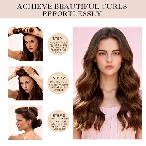 Togayu Heatless Curls Overnight Set - 4PCS Jumbo Velvet Hair Rollers to Sleep In, No-Damage Flexi Rods for Beautiful, Effortless Curls and Waves for Women thumbnail 5