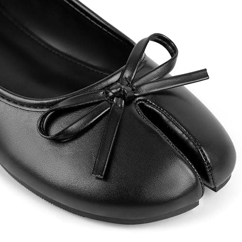VERISSON Women's Tabi Shoes Flats Split Toe Janpanese Ballet Flats Cute Black Bowknot Ballerina Shoes thumbnail 6