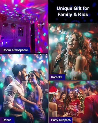 Luditek 2-Pack Sound Activated Party Lights with Remote Control, Disco Ball Light, DJ Strobe Lamp for Home Room Dance Party Supplies White Elephant Gifts Birthday Christmas Halloween Party Decorations thumbnail 7