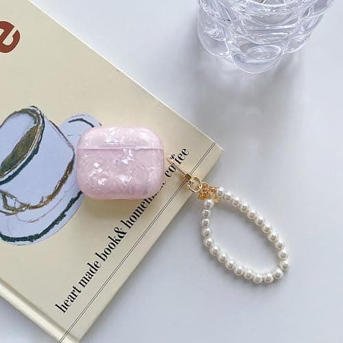 Olytop for Cute Glitter Airpods 3rd Generation Case with Cleaner Pen, Shell Pattern Airpods 3 Gen Cover Protective Skin Girl Women with Luxury Pearl Keychain for Apple iPod 3rd Gen - Pink thumbnail 8