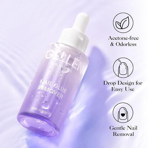 Gellen Nail Glue Remover for Press on Nails, 40ML UV Glue Remover, Non-Acetone Gentle Off for False Tips, Odorless Easy Debonder, Not for Gel Polish thumbnail 2