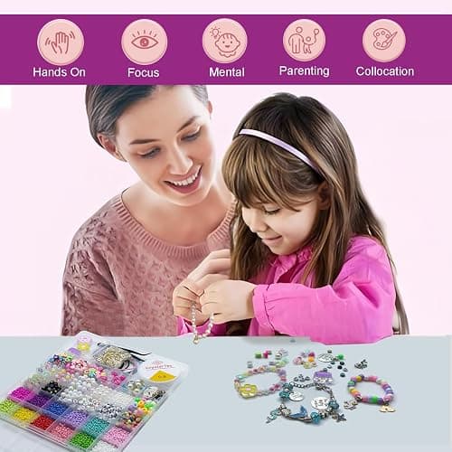 PHODDR 4300pcs Beads Bracelet Making Kit ，Beads for Jewelry Making Kit Supplies, Friendship Bracelet kit， Birthday Christmas Gifts for Girls Ages 5 6 7 8 9 10 11 12 Years Old thumbnail 5
