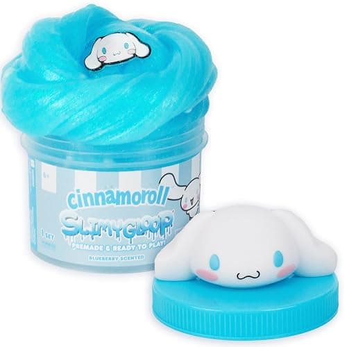 Cinnamoroll SLIMYGLOOP Jar, 8 oz. Blueberry-Scented Glitter Slime with Mix-Ins & Collectible Charm - Image 1