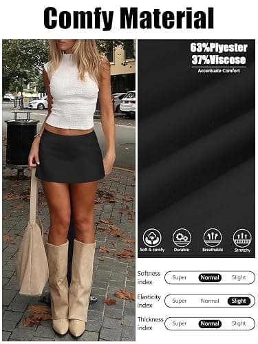 Pungdra Womens Micro Mini Skirt with Shorts Low Rise A-Line Skort for Women Formal Going Out Casual Athletic Tennis Outfits thumbnail 5