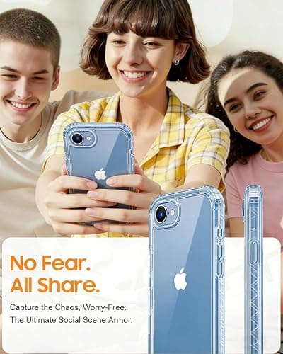 Lifedance Rugged Full-Body Case for iPhone 17e/16e, Built-in Screen Protector, 10FT Military Drop Tested, Clear Shockproof Phone Case Cover for iPhone 17e & 16e, Clear Blue thumbnail 4