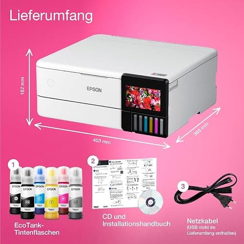Epson EcoTank ET-8500 Tintentankdrucker | Fotodruck | 6-Farb-Tintensystem | WLAN | A4 | Drucken, Kopieren, Scannen | 10.9 cm Touchscreen | Duplexdruck | hinterer Papiereinzug thumbnail 2