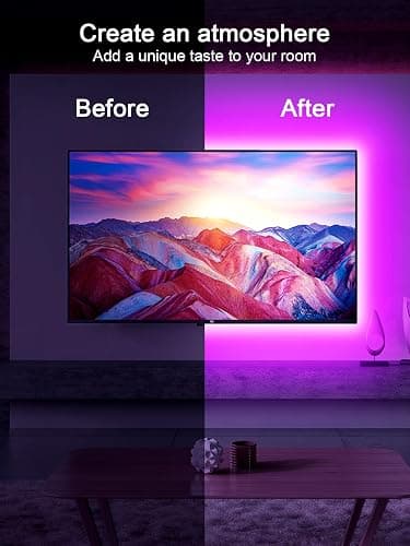 GIPOYENT TV LED Backlight,Sync to Music LED Strip Lights for 56-80 inch TV, LED TV Lights with Bluetooth Function,Led Lights for Bedroom RGB Colors Changing for Home Theater Non-Waterproof (16.4ft) thumbnail 4