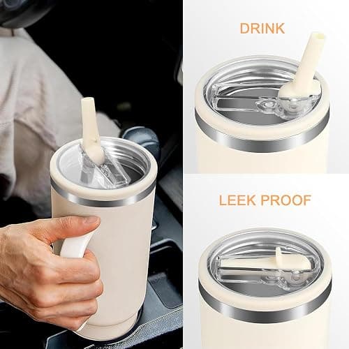 2 Pack 40 oz Flip Straw Leak Proof Lid for Stanley H2.0 Quencher, Stanley Lid Replacement 40 oz for Stanley Cup Accessories ProTour, No Spill Proof Straw Cover for Stanley thumbnail 6