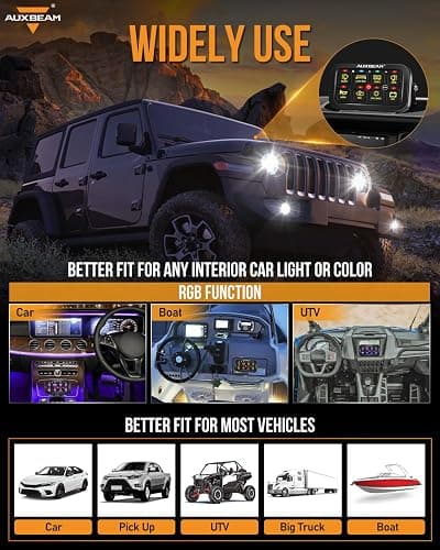 Auxbeam 8 Gang Switch Panel RB80 Toggle Momentary Pulsed RGB Dimmable Switch Panel Multifunction Panel Two Sided Output Marine Switch Panel IP65 Waterproof for Car Boat RV, 2 Years Warranty thumbnail 6