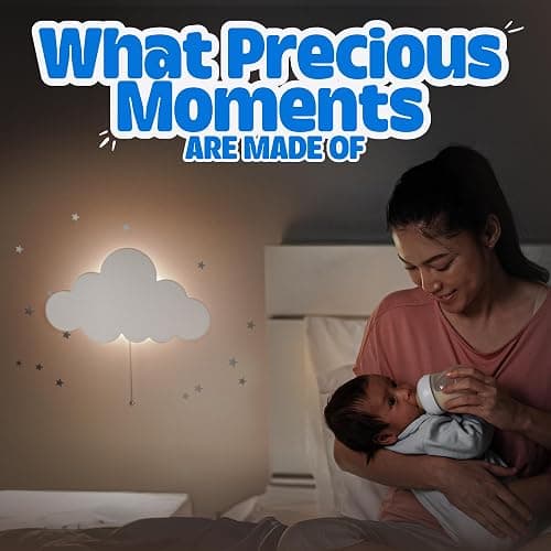 Tip perk 2 Pack Cloud Light - Floating Cloud Wall Lamp for Nursery | Cute Floating Lamp for Kids Bedroom | Battery-Operated Hanging Night Lights for Bedroom/Baby Nursery thumbnail 3