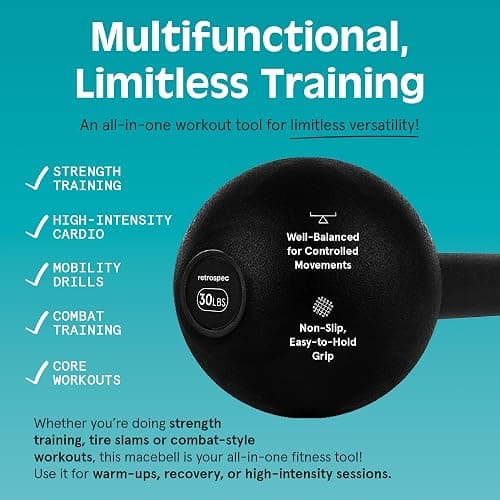 Retrospec Revolve Steel Macebell for Strength Training, Rehabilitation, Stretching, Conditioning and Rotational Training - 5, 7, 10, 15, 20, 30lb Options for Women & Men thumbnail 6