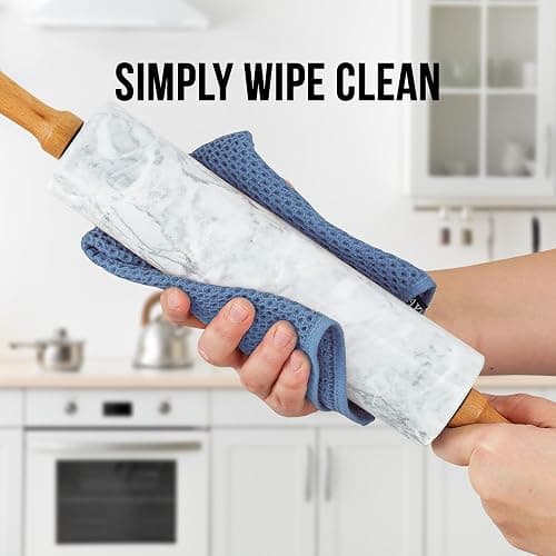 Zulay Kitchen 17-Inch Marble Rolling Pin With Stand - Polished Marble Rolling Pins For Baking With Long Beechwood Handle - Non-stick Roller Pin For Baking Pastries, Bread & Pizza thumbnail 7