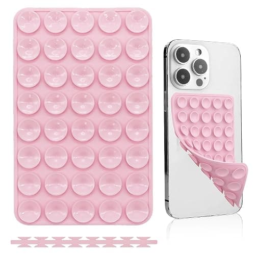 Silicone Suction Cup Phone Case-Reusable Strong Adhesive Pads for Phones, Home, Kitchen, Bath Use, Multi-Purpose Stickers(Pink) - Image 1